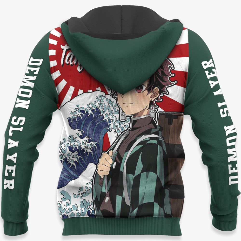  Demon Slayer Hoodie Tanjirou Kamado Water Breathing Green Hoodie