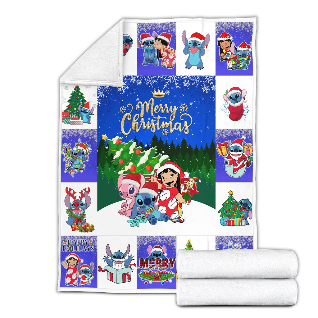  DN Christmas Blanket Stitch Angel And Lilo Merry Christmas Blue White Blanket