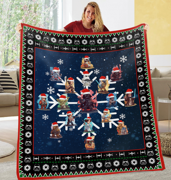 SW Christmas Blanket SW Characters On Snowflakes Christmas Blanket – Gifury