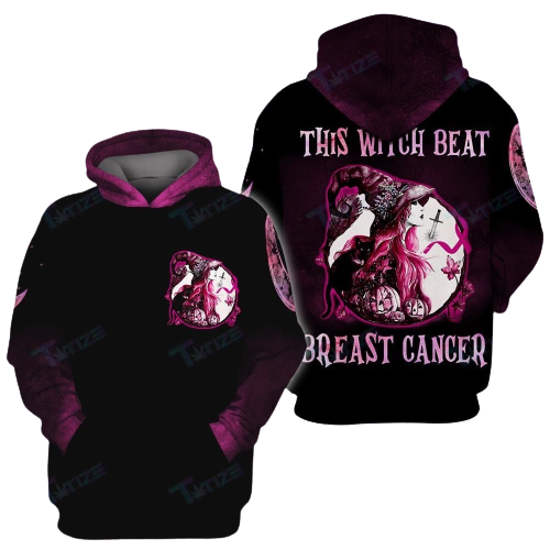 Gifury Breast Cancer Shirt This Witch Beat Breast Cancer Black Pink Hoodie Breast Cancer Hoodie Breast Cancer Apparel 2022