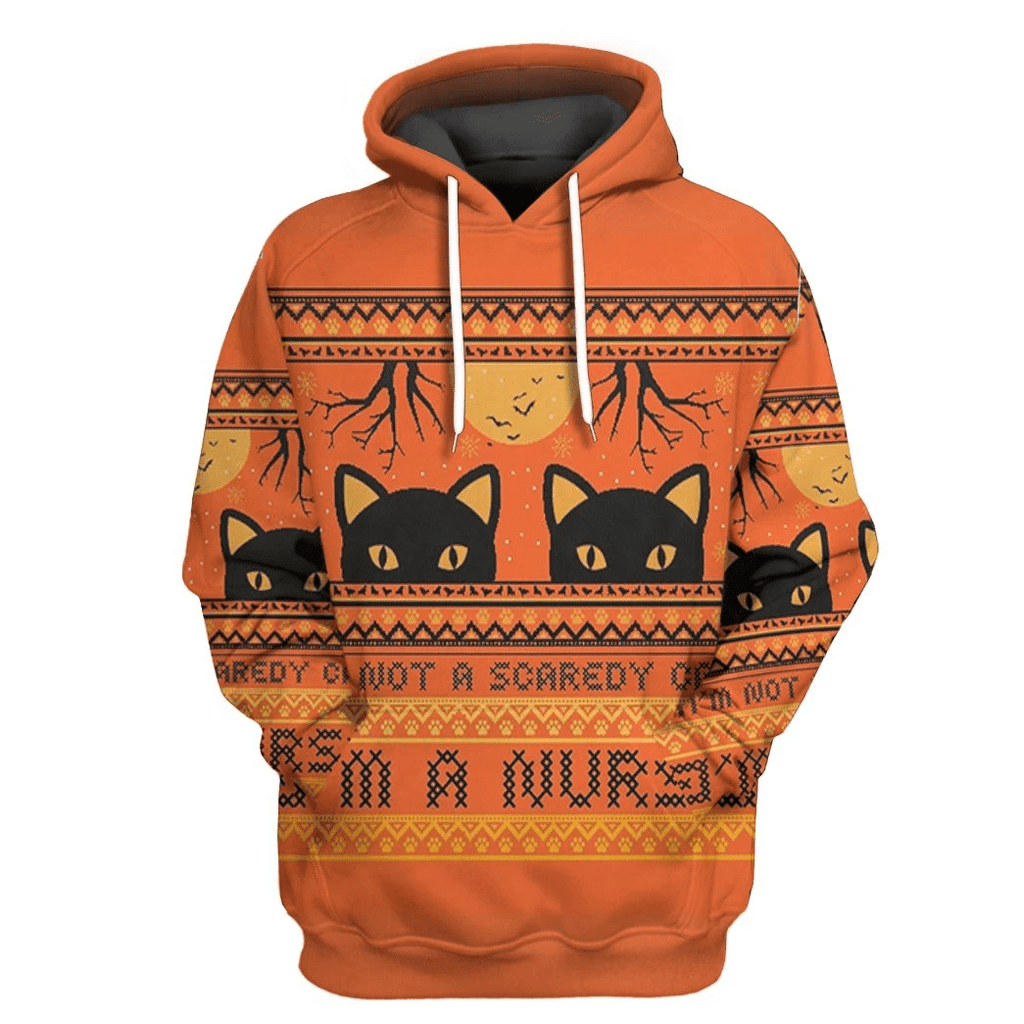 Gifury Halloween Shirt Halloween Apparel Black Cat Halloween I'm Not A Scaredy Orange Hoodie Halloween Hoodie 2024