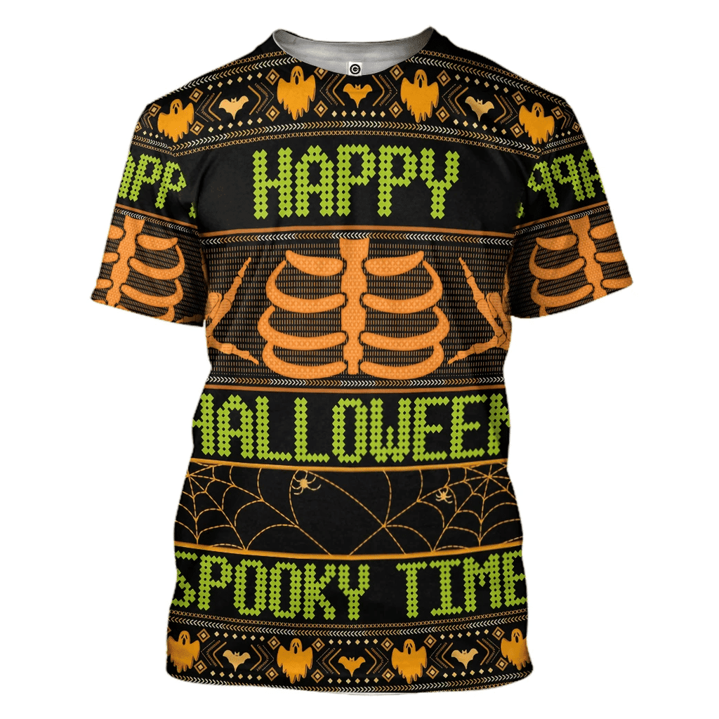 Gifury Halloween T-shirt Happy Halloween Spooky Time Skeleton Halloween Patterns Black Hoodie Halloween Hoodie Halloween Apparel 2027