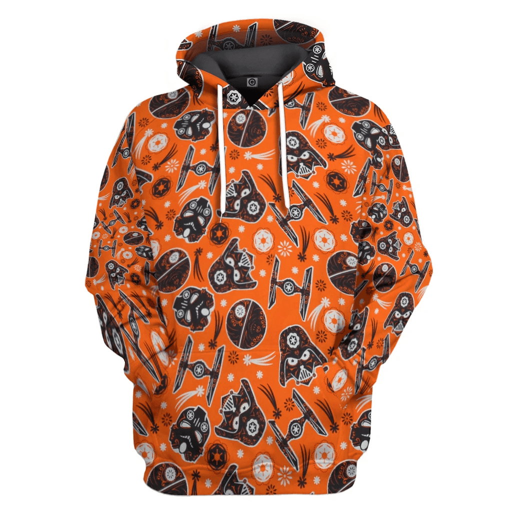 SW Halloween Shirt SW Halloween Dark Side Darth Vader Helmet Orange Hoodie SW Halloween Hoodie