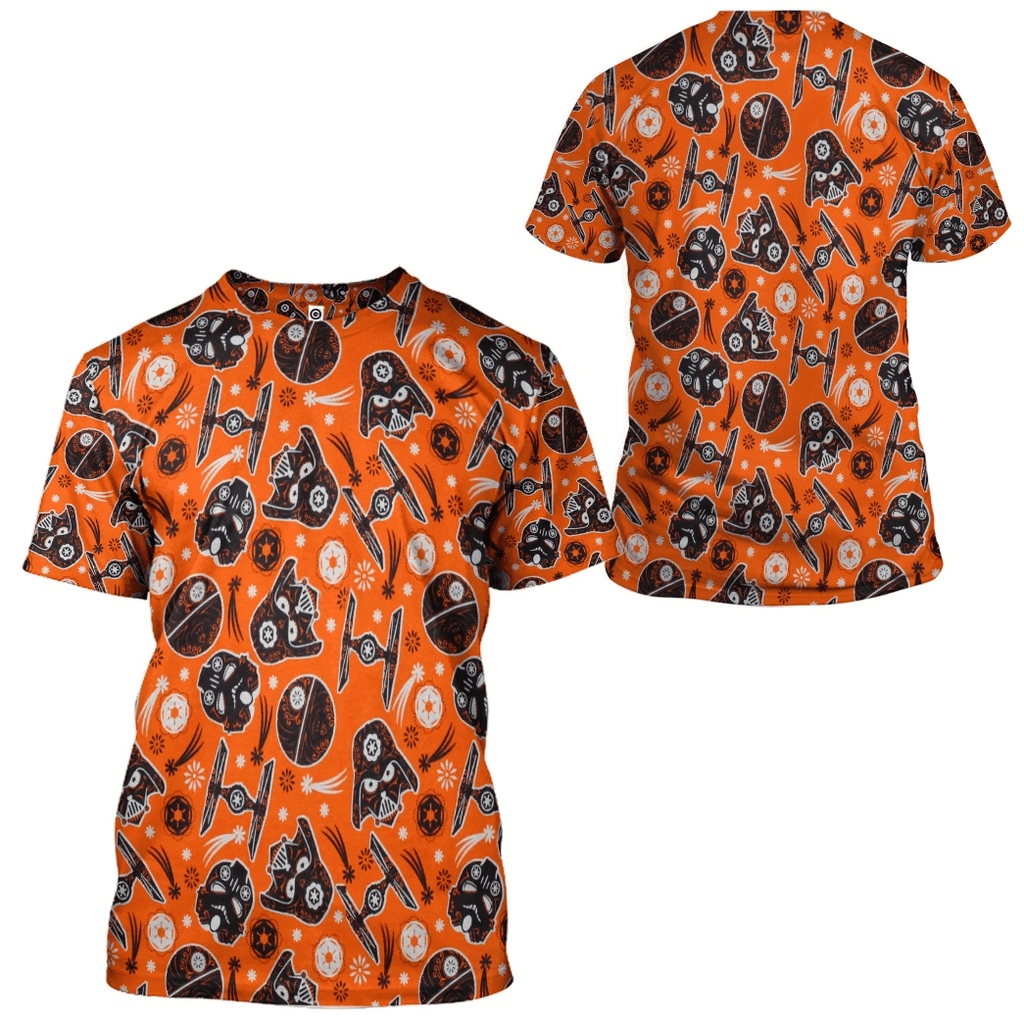 SW Halloween Shirt SW Halloween Dark Side Darth Vader Helmet Orange Hoodie SW Halloween Hoodie