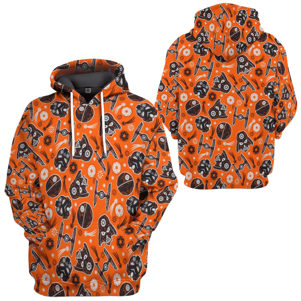 SW Halloween Shirt SW Halloween Dark Side Darth Vader Helmet Orange Hoodie SW Halloween Hoodie