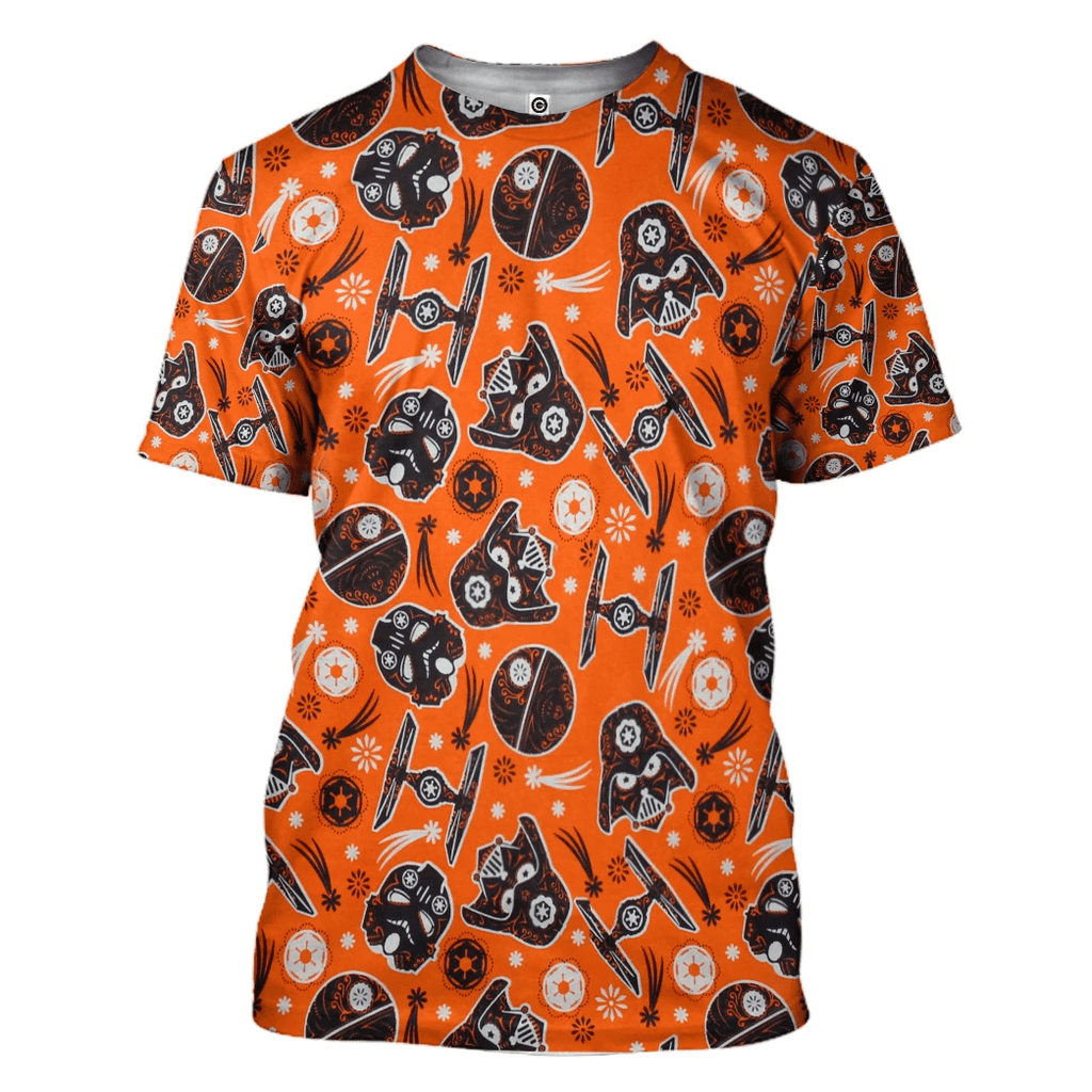 SW Halloween Shirt SW Halloween Dark Side Darth Vader Helmet Orange Hoodie SW Halloween Hoodie