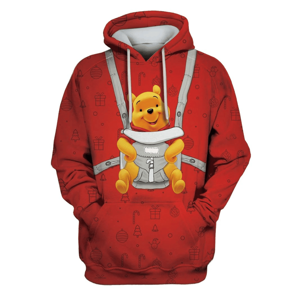  DN Christmas Hoodie WTP Hoodie Pooh In Baby Carrier Christmas Pattern Red Hoodie