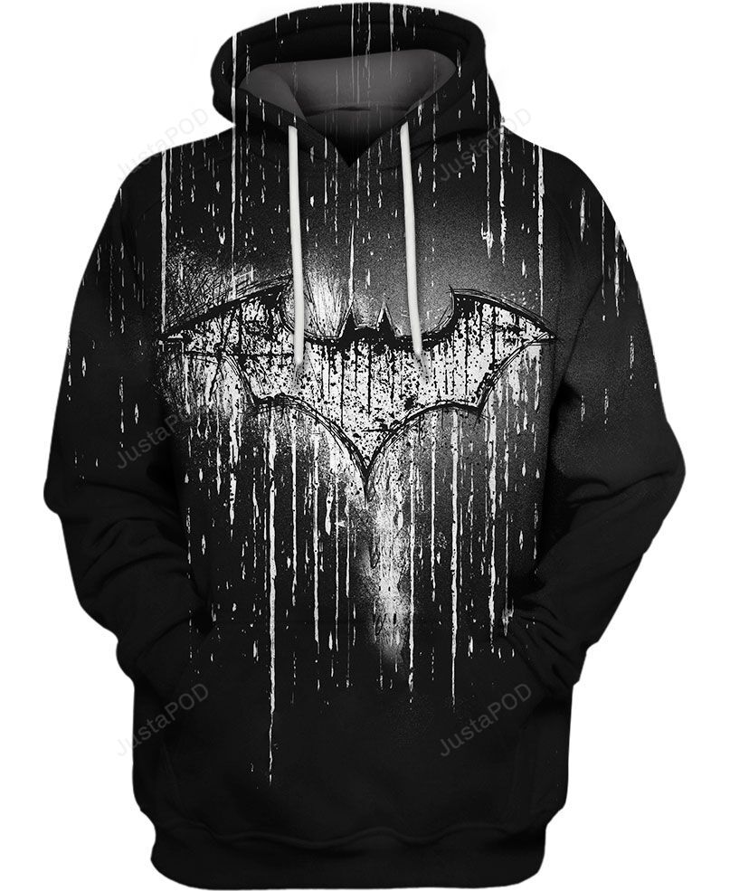  Batman Hoodie Batman Imprint Scratched Black Hoodie