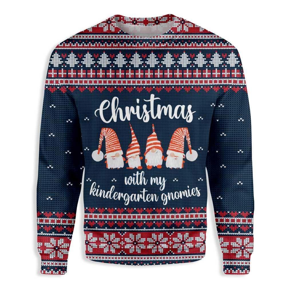 Gifury Gnome Christmas Ugly Sweater Christmas With My Kindergarten Gnomies Sweater Gnome Apparel 2022