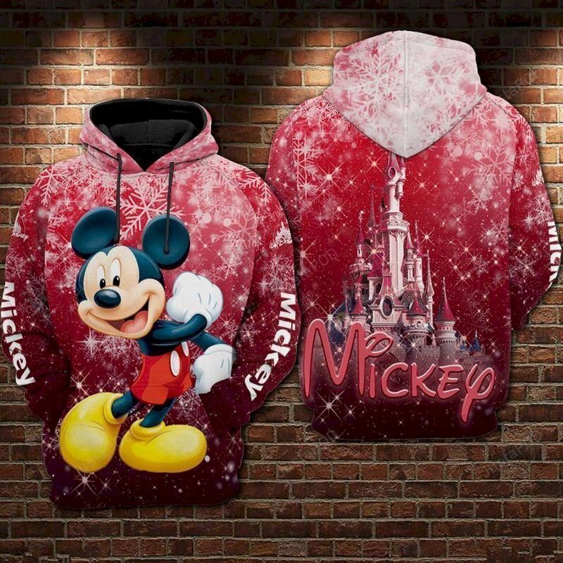  DN Christmas Hoodie MK Mouse Christmas First Snow DN Castle Red Hoodie