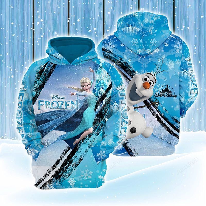  DN Christmas Hoodie Frozen Elsa Olaf Blue Hoodie Frozen Hoodie