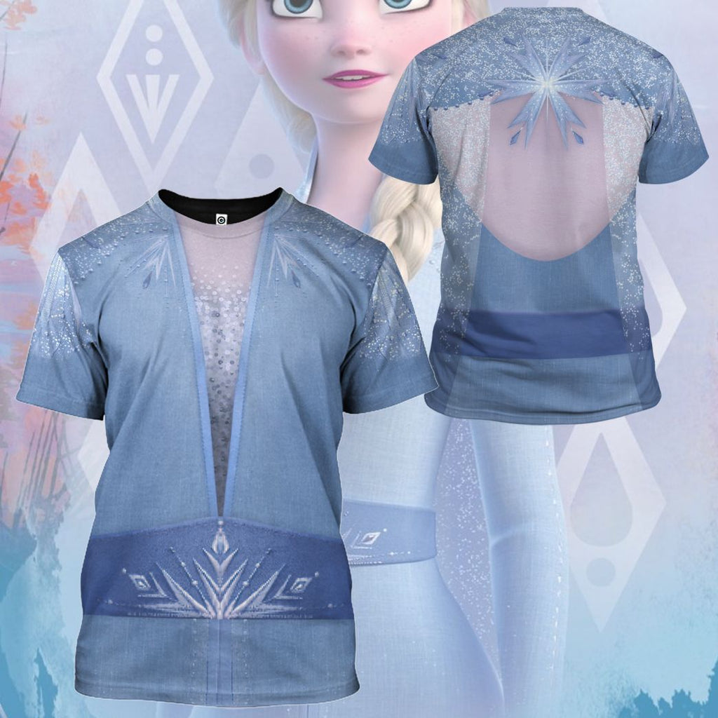  DN Frozen Hoodie Elsa Princess Suit Version 2 Custome T-shirt Elsa Hoodie