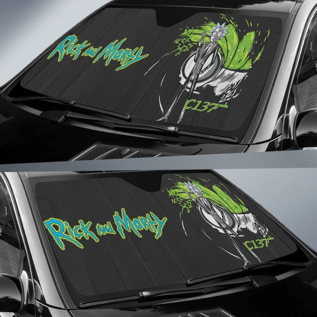 Rick And Morty Windshield Shade Rick Sanchez As James Bond Cartoon Car Sun Shade Rick And Morty Car Sun Shade