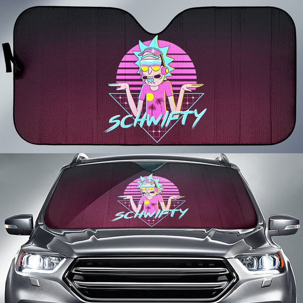 Rick And Morty Windshield Shade Rick Sanchez Schwifty Retrowave Car Sun Shade Rick And Morty Car Sun Shade