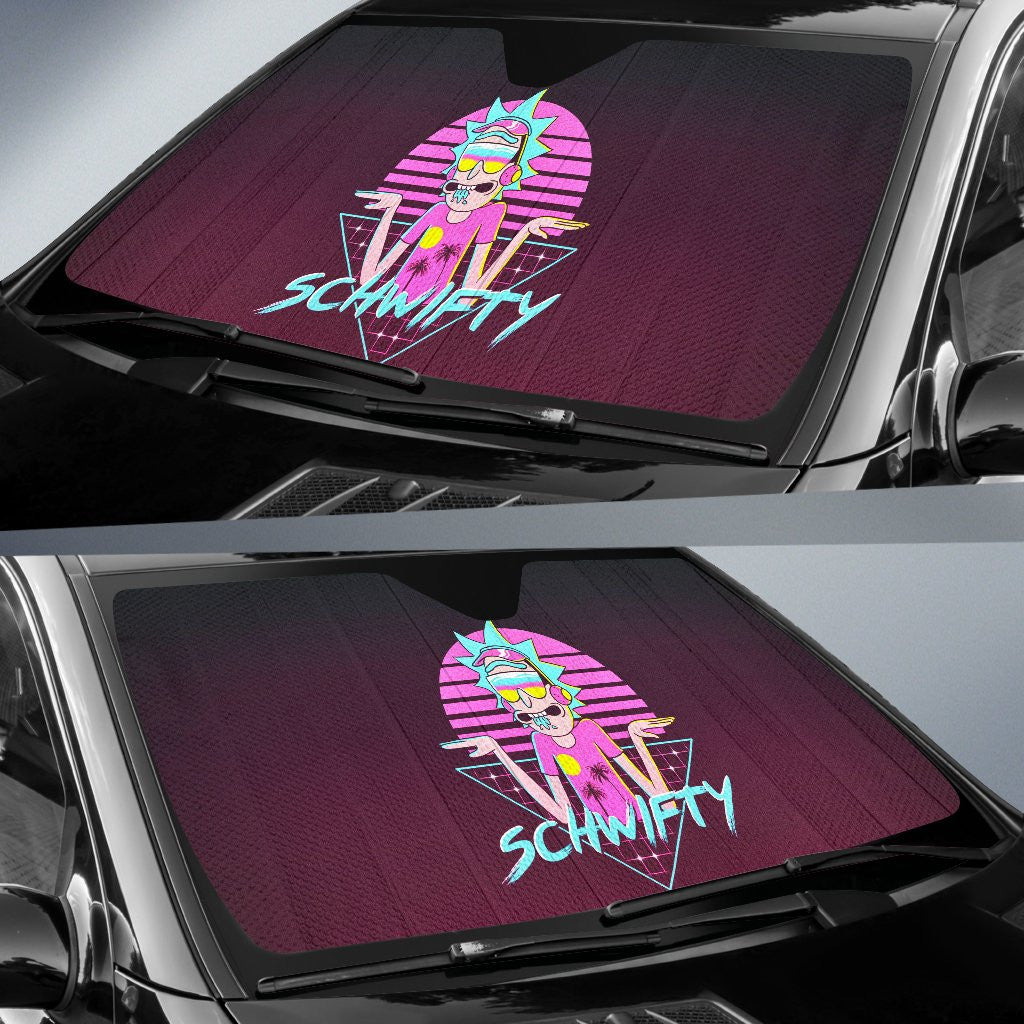 Rick And Morty Windshield Shade Rick Sanchez Schwifty Retrowave Car Sun Shade Rick And Morty Car Sun Shade