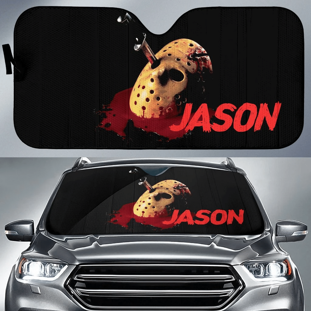 Horror Windshield Shade Knife On Jason Mask Car Sun Shade Horror Car Sun Shade