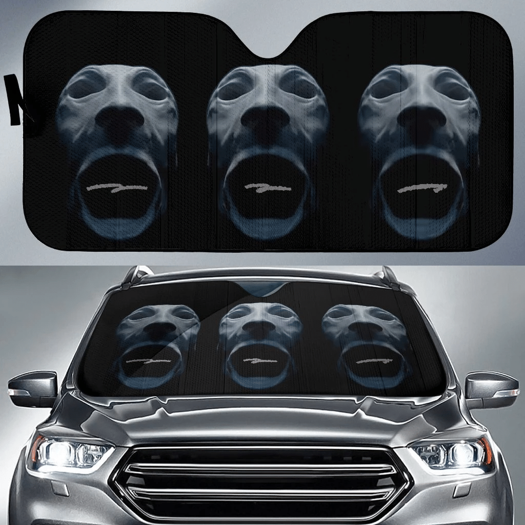 Horror Windshield Shade Scary Soul Face White Fabric Car Sun Shade Horror Car Sun Shade