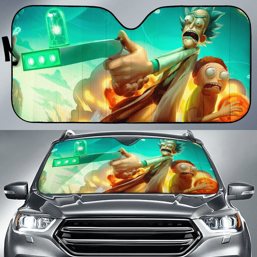 Rick And Morty Windshield Shade Rick And Morty With Dragon Balls Car Sun Shade Rick And Morty Car Sun Shade