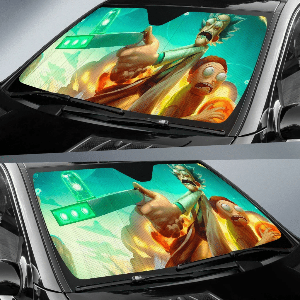 Rick And Morty Windshield Shade Rick And Morty With Dragon Balls Car Sun Shade Rick And Morty Car Sun Shade