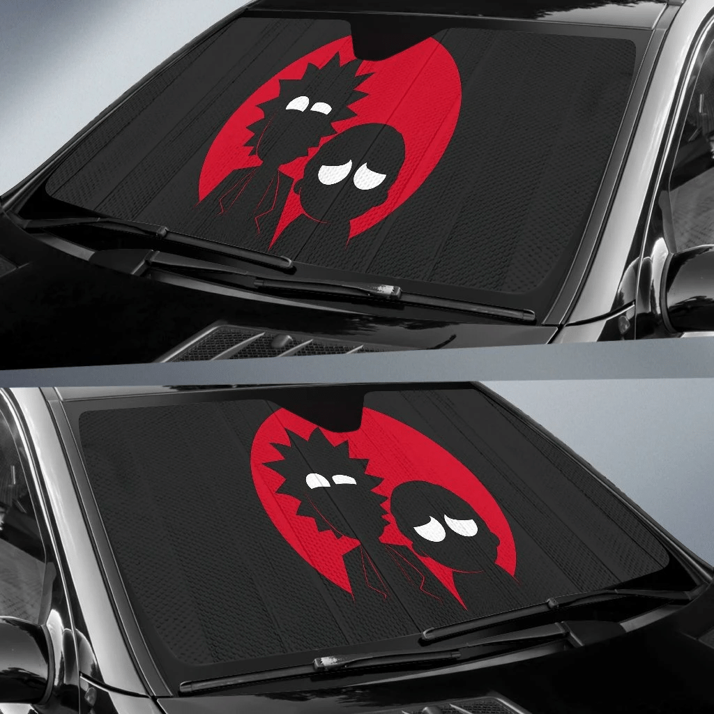 Rick And Morty Windshield Shade Drunk Face Black Red Car Sun Shade Rick And Morty Car Sun Shade