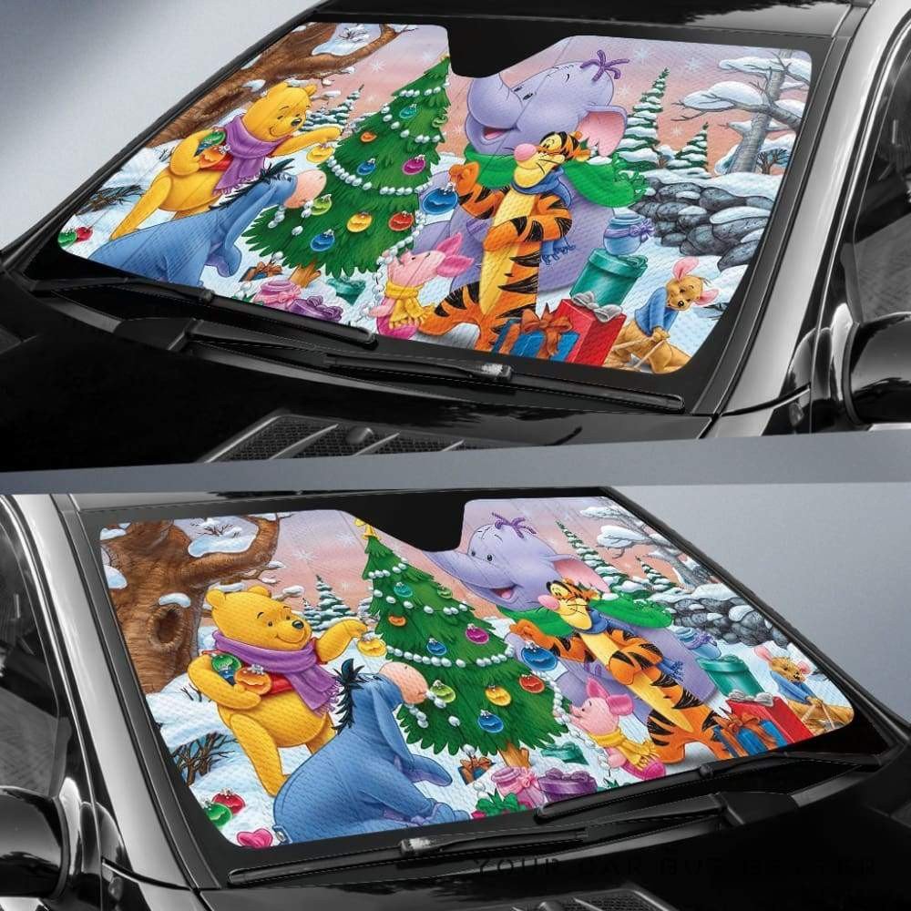  DN WTP Windshield Shade Pooh Celebrates Christmas With Friends Car Sun Shade DN WTP Car Sun Shade