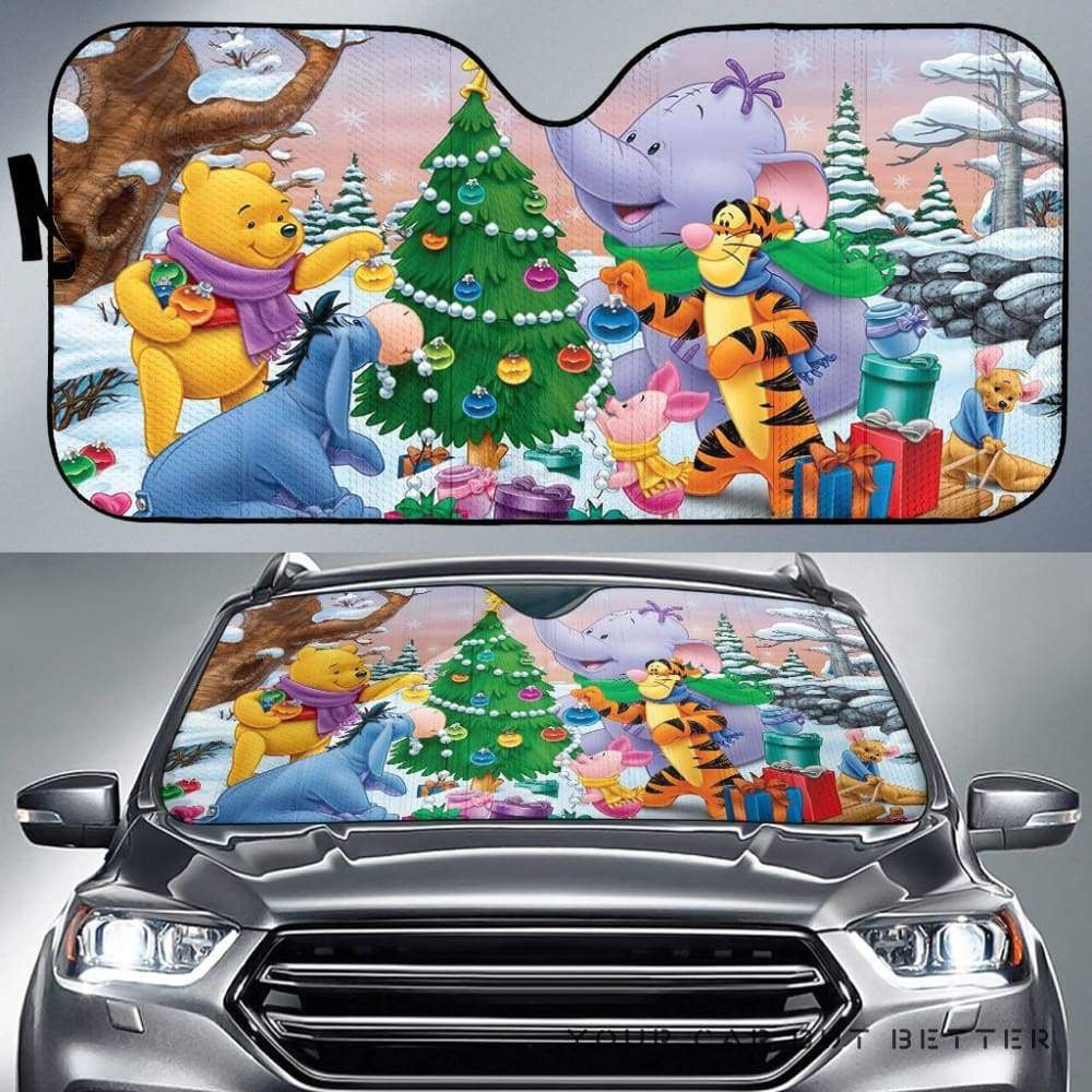  DN WTP Windshield Shade Pooh Celebrates Christmas With Friends Car Sun Shade DN WTP Car Sun Shade