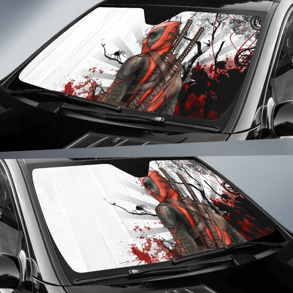 MV Deapool Windshield Shade Deadpool Cool Art Car Sun Shade MV Deapool Car Sun Shade