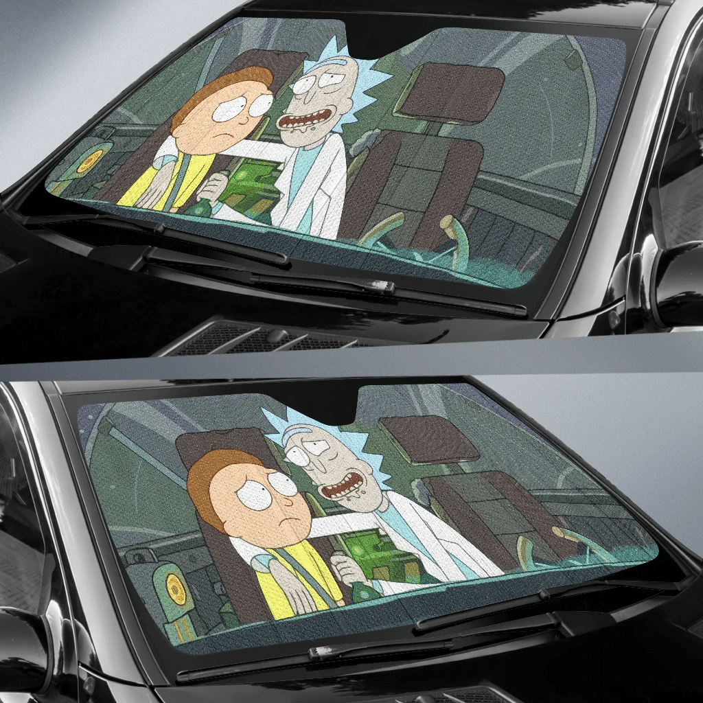 Rick And Morty Windshield Shade Rick And Morty In Spaceship Car Sun Shade Rick And Morty Car Sun Shade