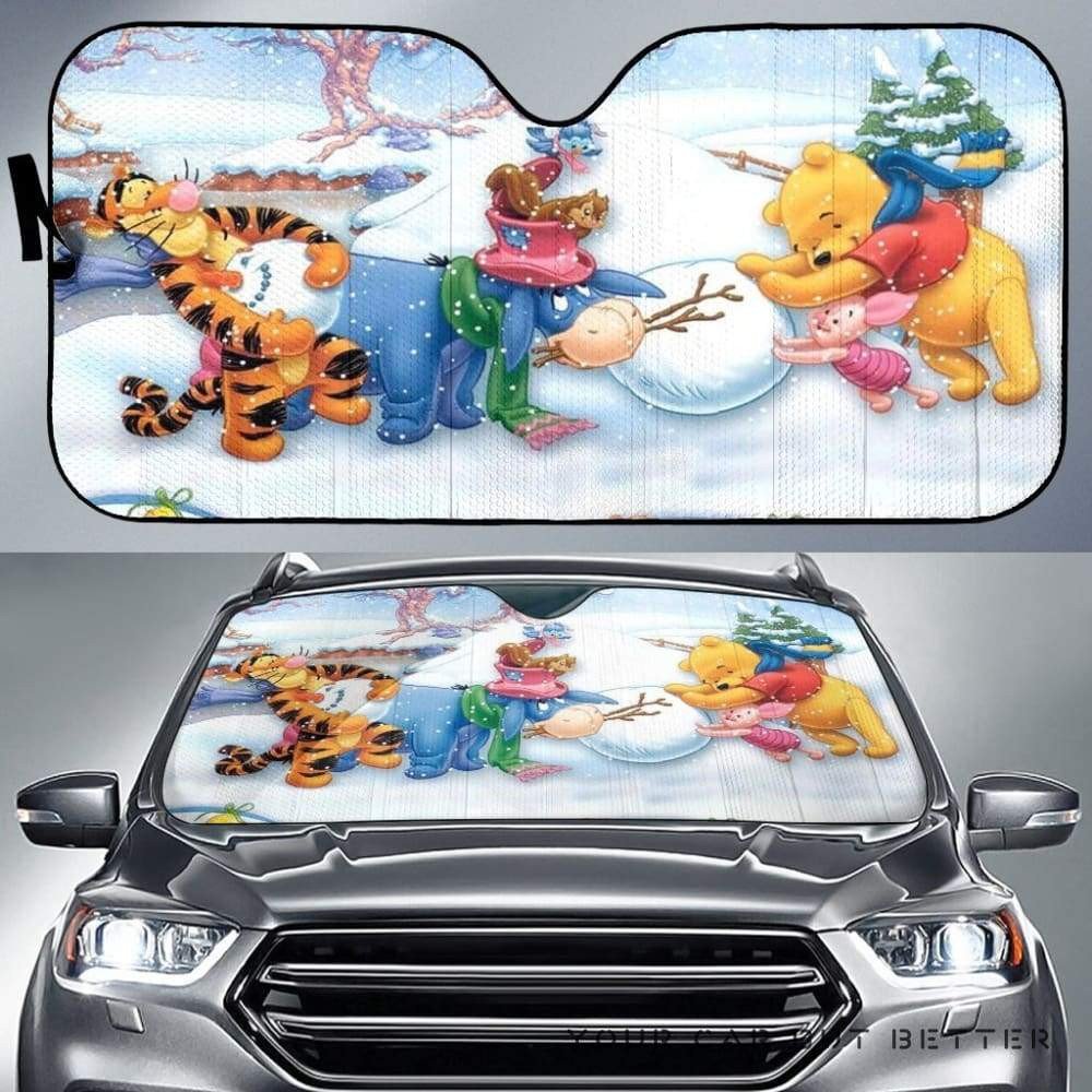  DN WTP Windshield Shade Pooh With Friends On Winter Car Sun Shade DN WTP Car Sun Shade