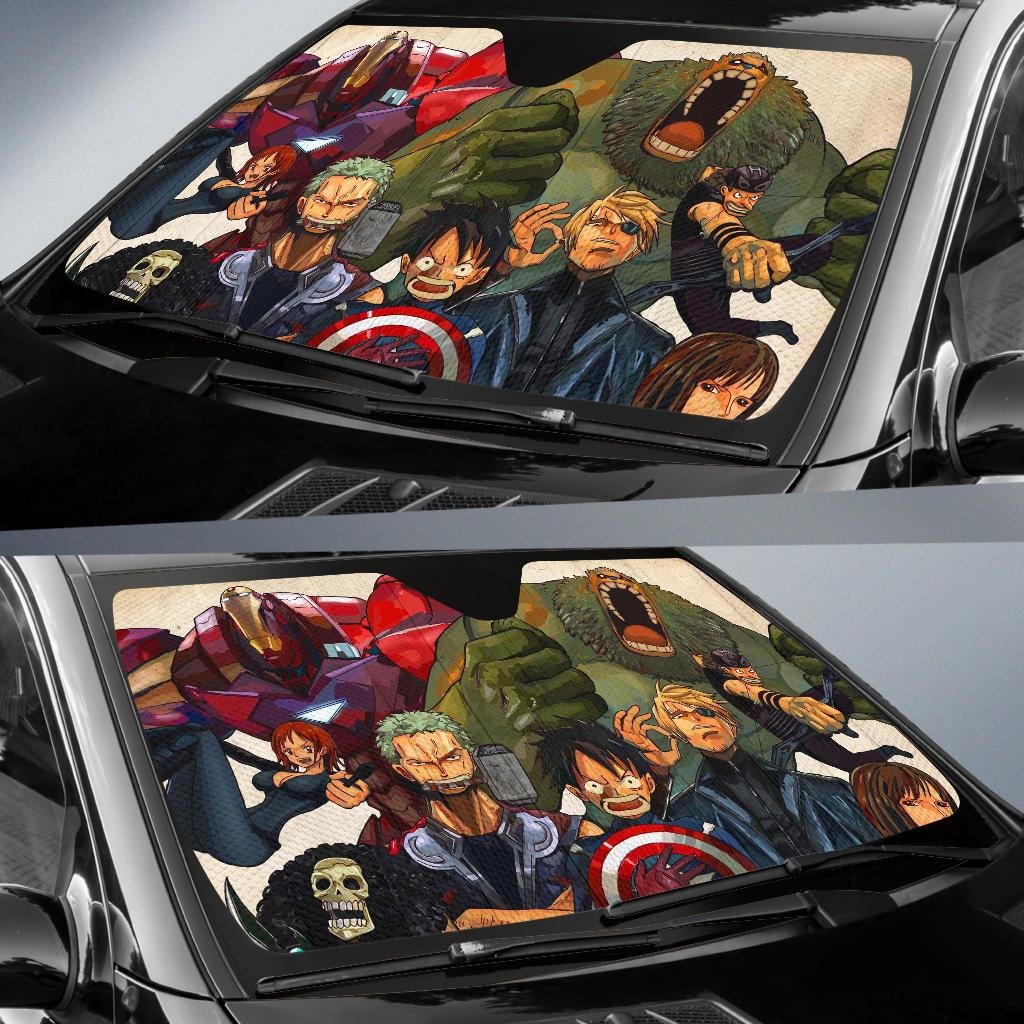 One Piece Windshield Shade One Piece Team Cross Over Avengers Car Sun Shade One Piece Car Sun Shade