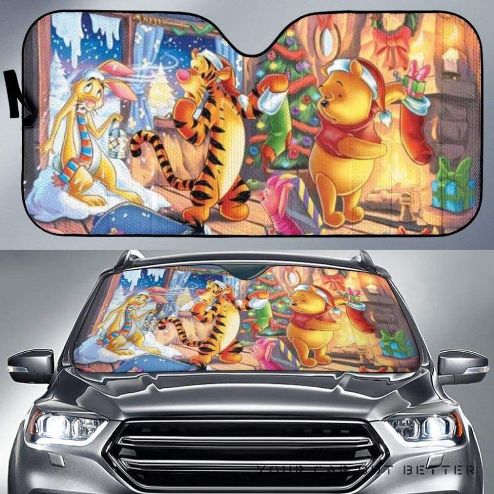  DN WTP Windshield Shade Pooh Christmas Night With Friends Car Sun Shade DN WTP Car Sun Shade