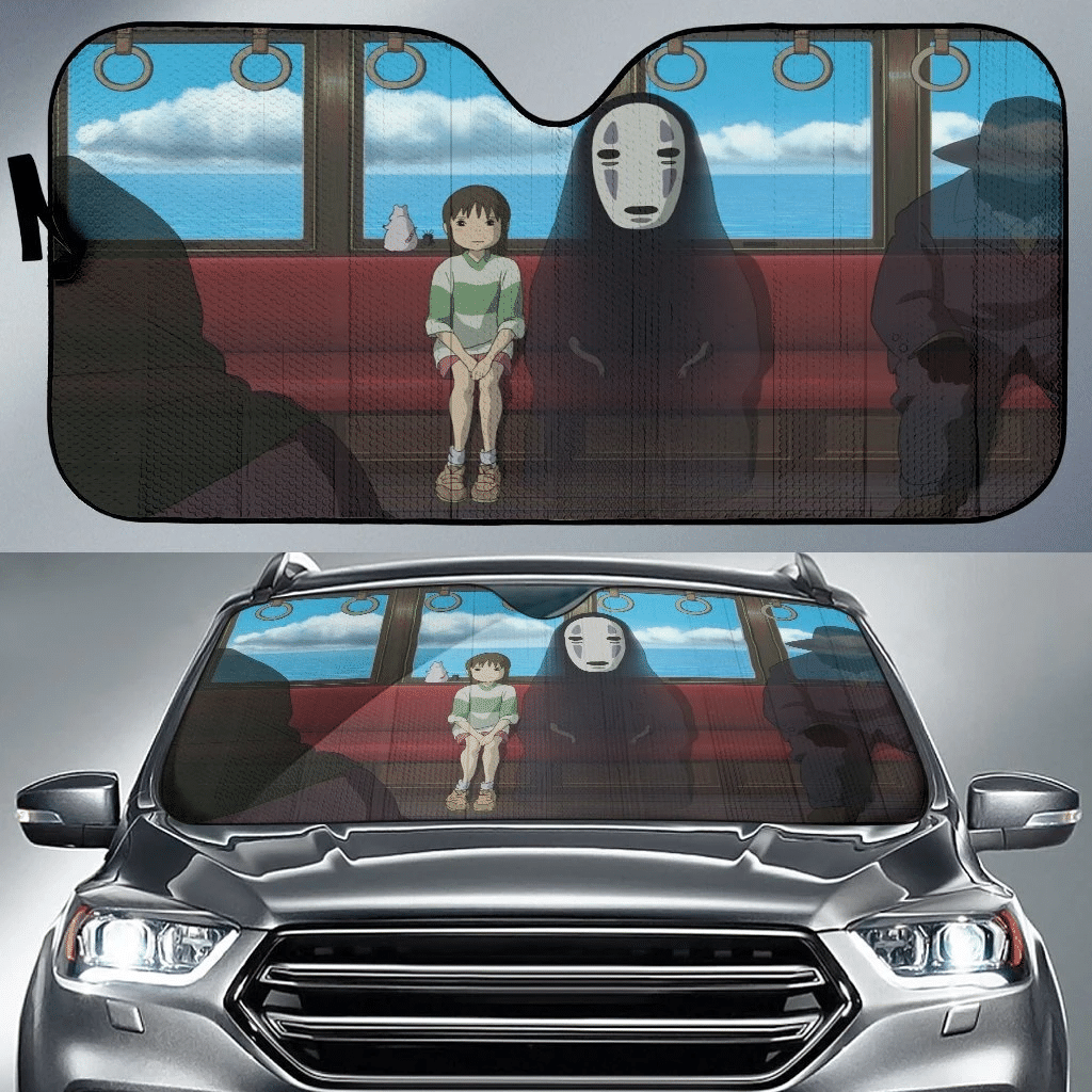S.Ghibli Windshield Shade Spirited Away Send And No Face On Train Car Sun Shade S.Ghibli Car Sun Shade