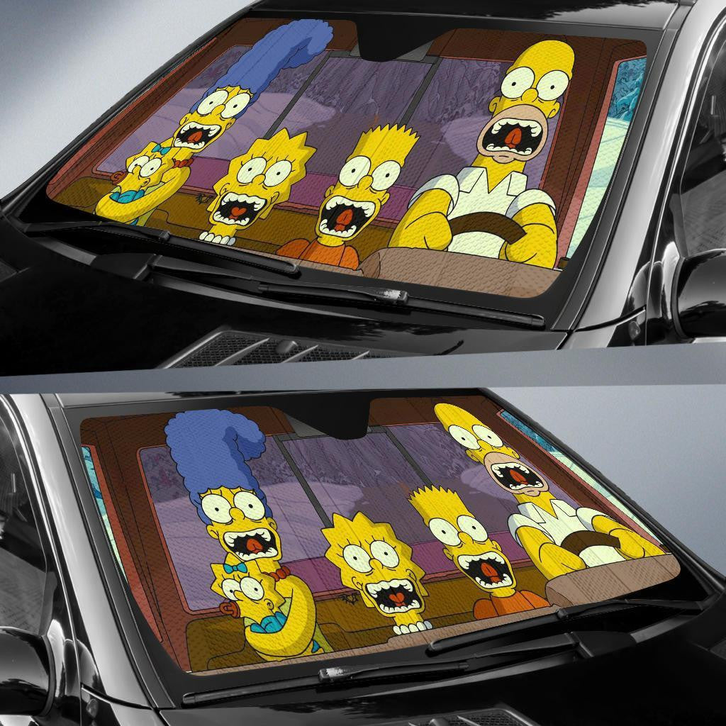 The Simpsons Windshield Shade The Simpsons Family Scary Drive Car Sun Shade The Simpsons Car Sun Shade