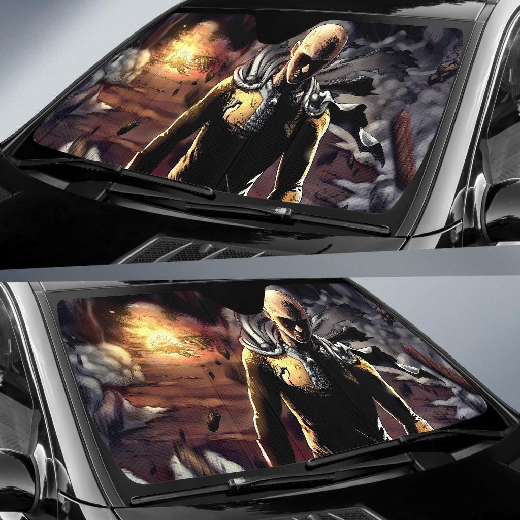 One Punch Man Windshield Shade One Punch Man Saitama Walks Away Car Sun Shade One Punch Man Car Sun Shade