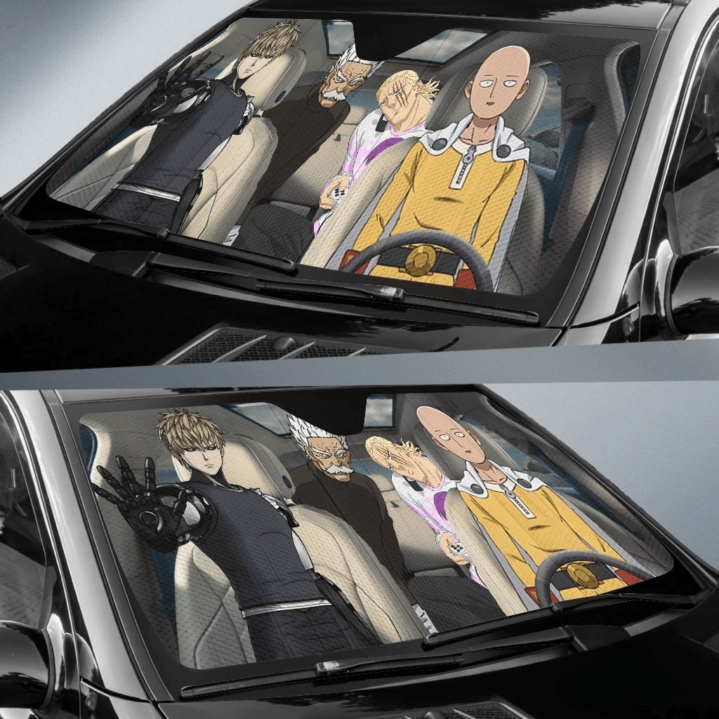 One Punch Man Windshield Shade One Punch Man Hero s On Car Car Sun Shade One Punch Man Car Sun Shade