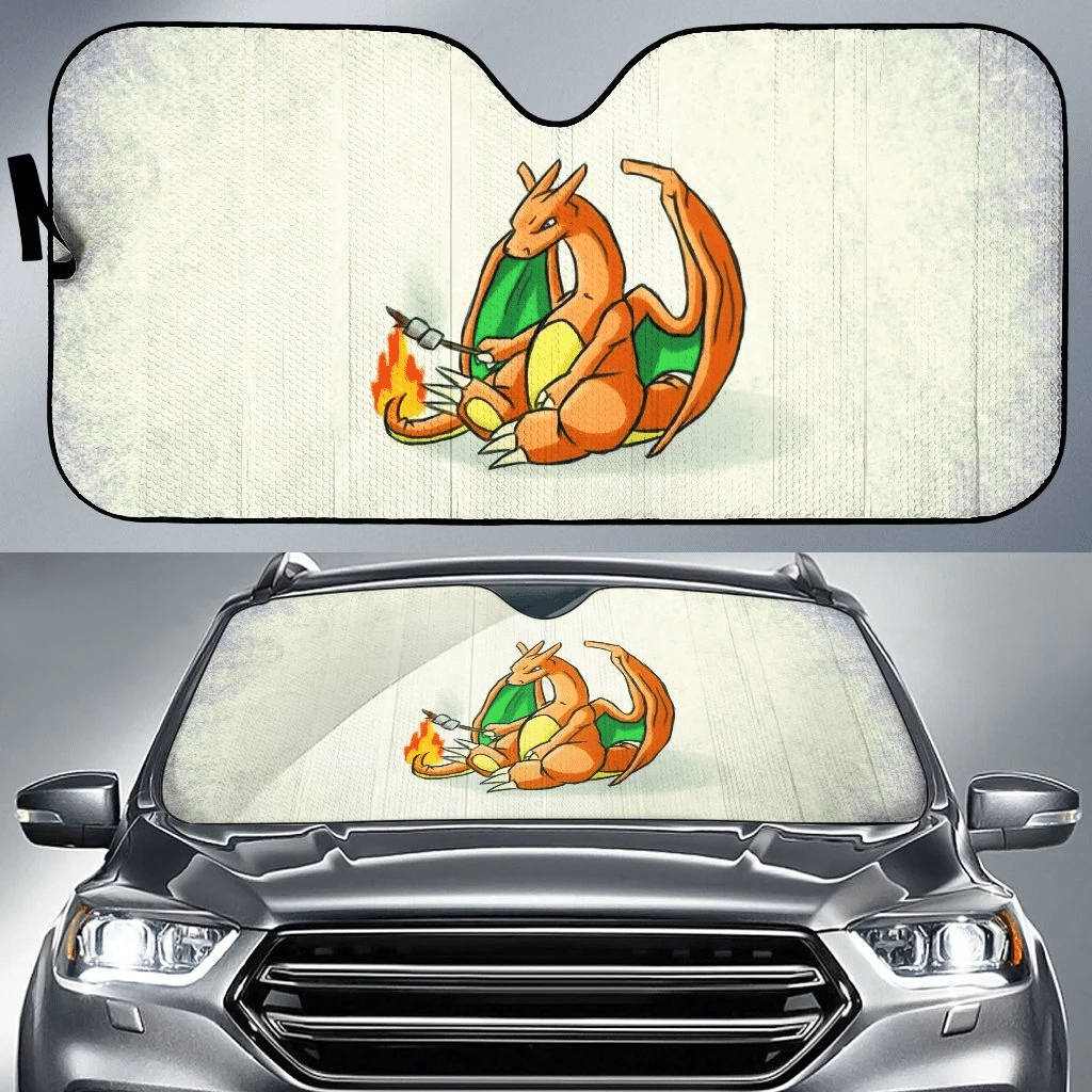 Pokemon Windshield Shade Charizard Grilling Mashmellow Car Sun Shade Pokemon Car Sun Shade