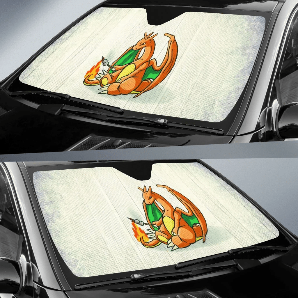 Pokemon Windshield Shade Charizard Grilling Mashmellow Car Sun Shade Pokemon Car Sun Shade