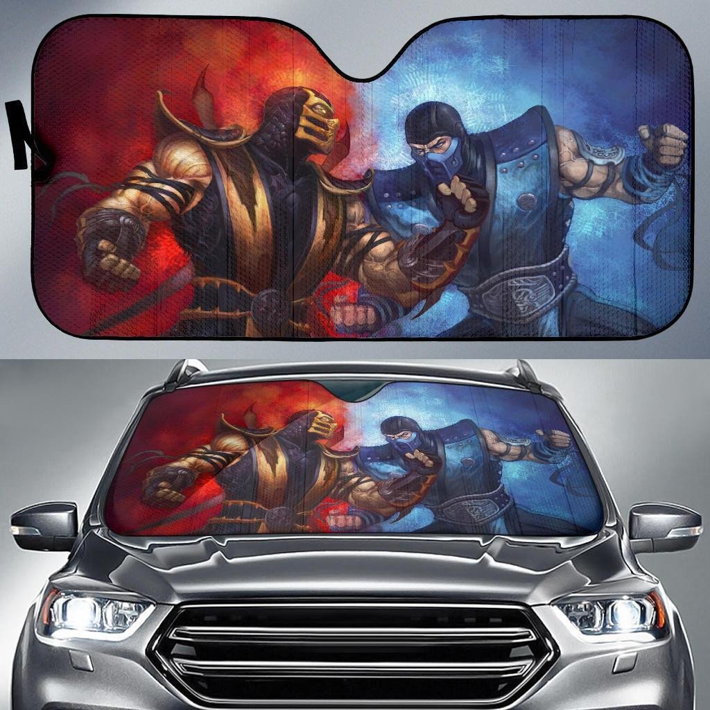 Mortal Combat Windshield Shade Sub Zero Vs Scropion Red Blue Car Sun Shade Mortal Combat Car Sun Shade