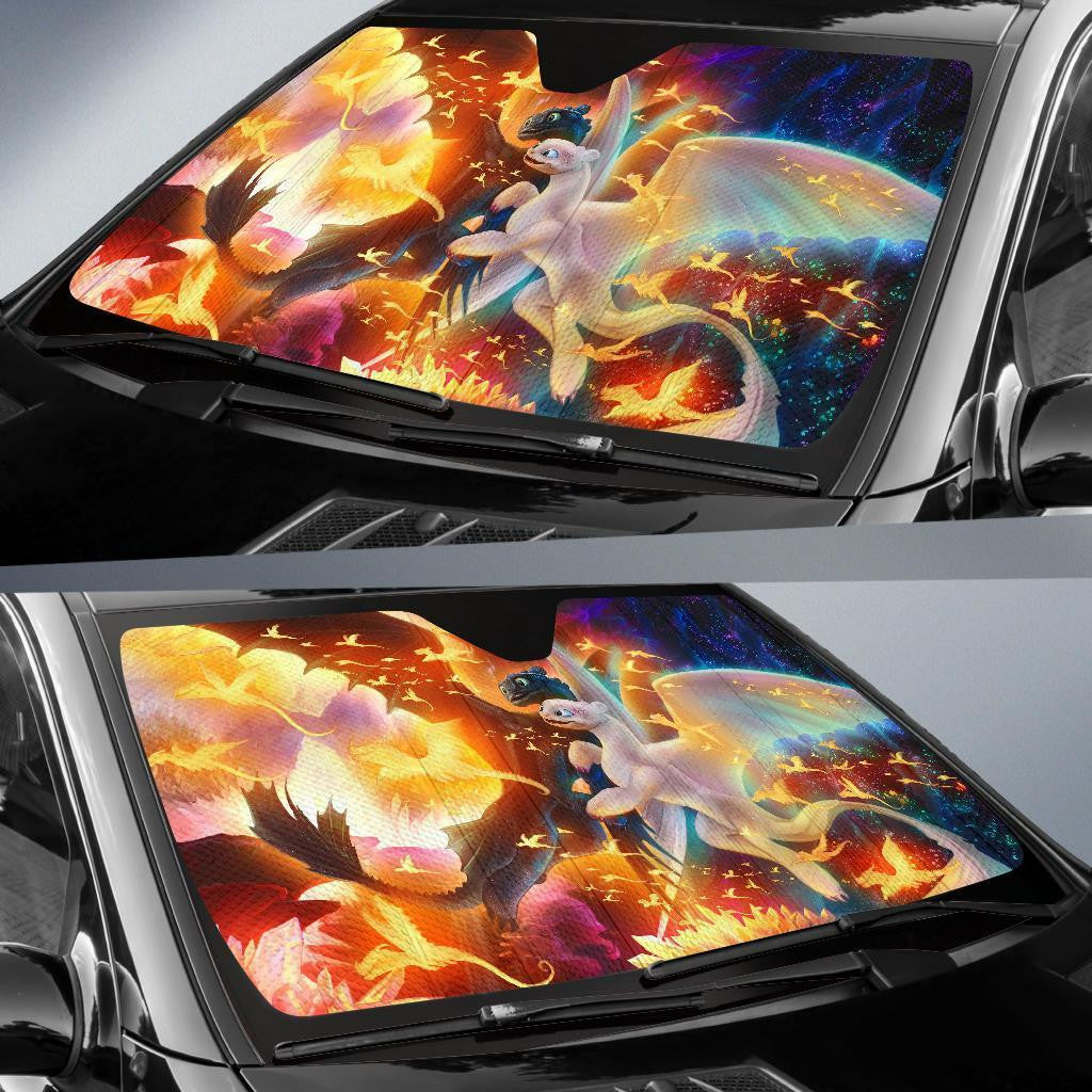  HTTYD Windshield Shade Night And Light Fury Couple Car Sun Shade HTTYD Car Sun Shade