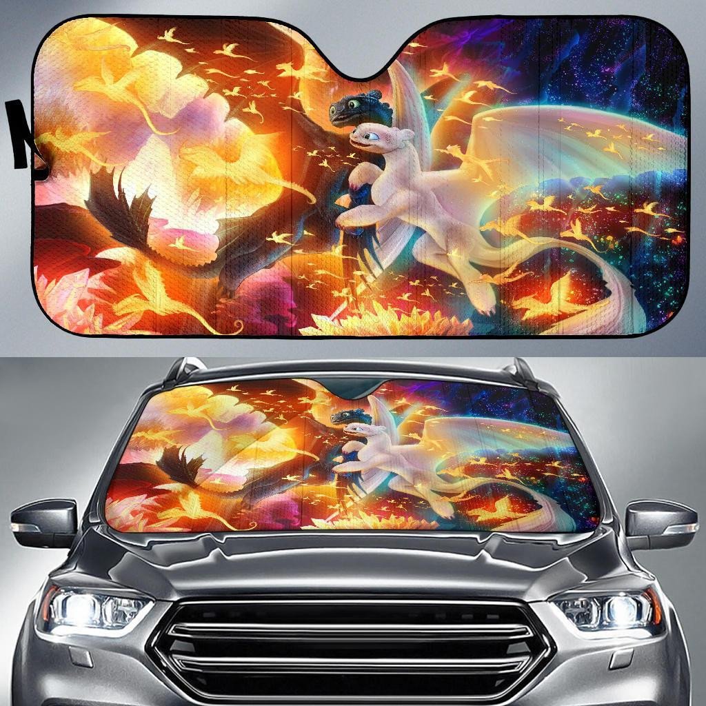  HTTYD Windshield Shade Night And Light Fury Couple Car Sun Shade HTTYD Car Sun Shade