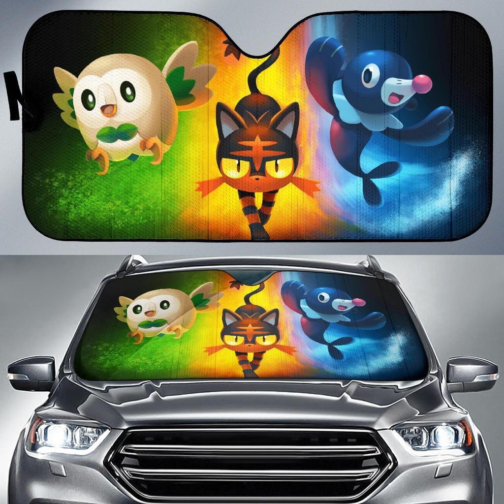 Pokemon Windshield Shade Rowlet Popplio Litten Car Sun Shade Pokemon Car Sun Shade