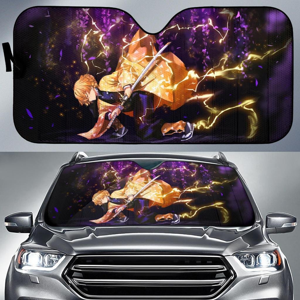  Demon Slayer Windshield Shade Agatsuma Zenitsu Lightning Breathing Car Sun Shade Demon Slayer Car Sun Shade