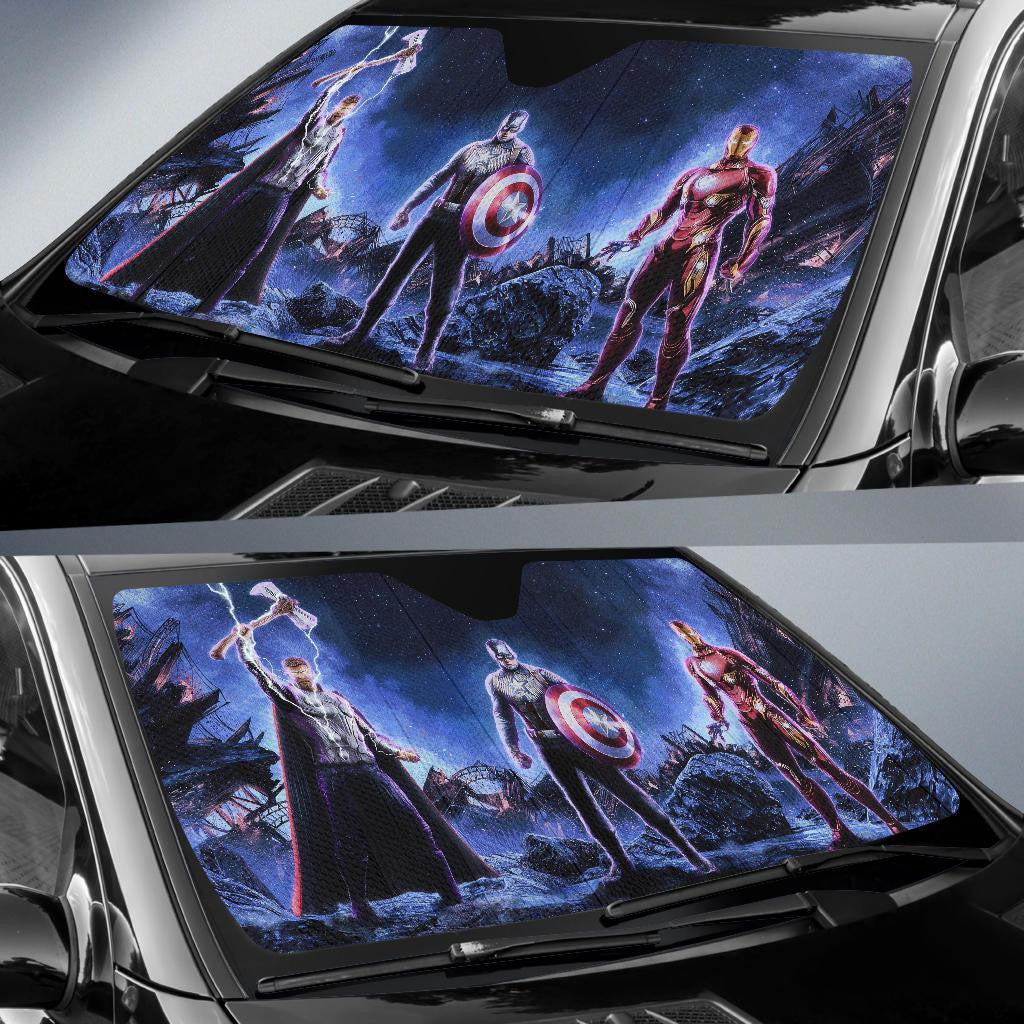 MV Windshield Shade Thor Captain America Ironman Golden Trio Car Sun Shade MV Car Sun Shade