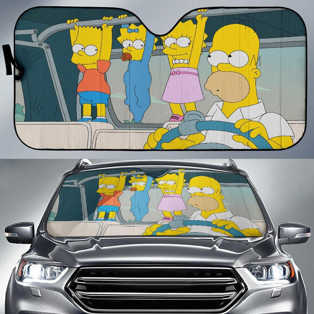 Simpsons Windshield Shade Simpsons Family Father And Child Car Sun Shade Simpsons Car Sun Shade