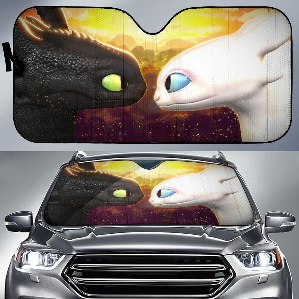  HTTYD Windshield Shade Light Fury And Toothless Love Car Sun Shade HTTYD Car Sun Shade