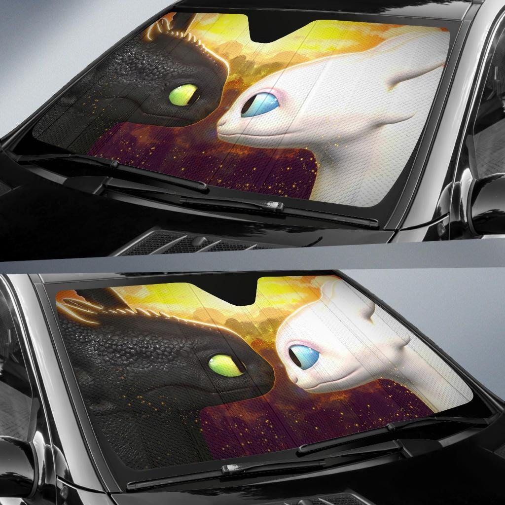  HTTYD Windshield Shade Light Fury And Toothless Love Car Sun Shade HTTYD Car Sun Shade