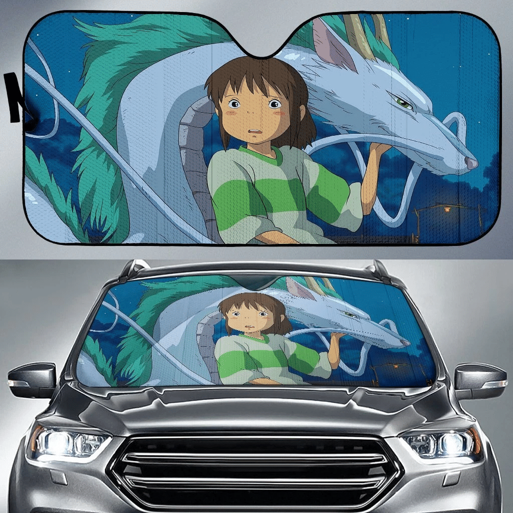 S.Ghibli Windshield Shade Spirited Away Haku And Sen Sun Shade S.Ghibli Car Sun Shade