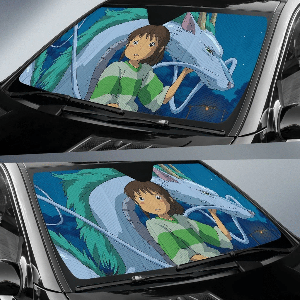 S.Ghibli Windshield Shade Spirited Away Haku And Sen Sun Shade S.Ghibli Car Sun Shade