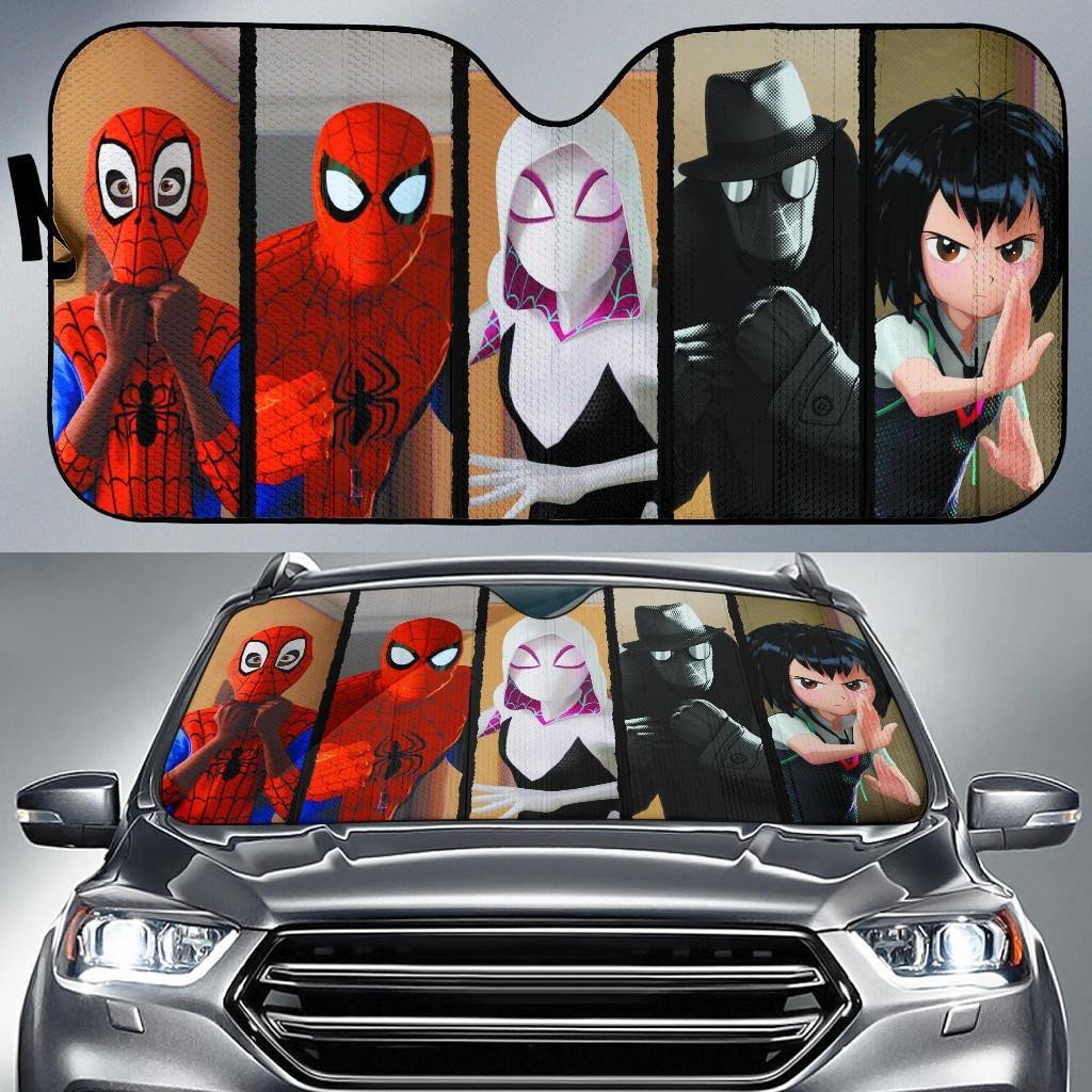 MV Spiderman Windshield Shade Into The Spideverse All Spiders Car Sun Shade MV Spiderman Car Sun Shade