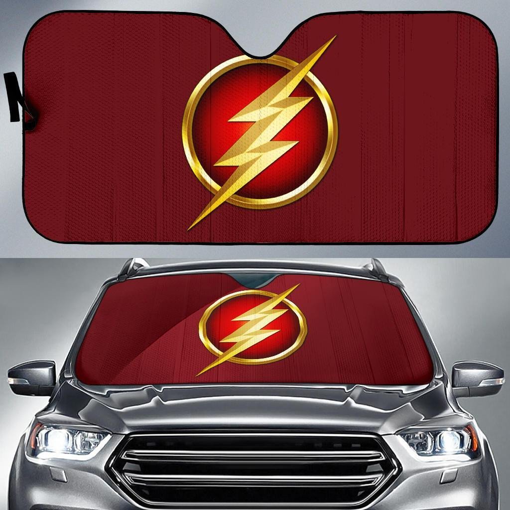  DC Windshield Shade The Flash Symbol Red Yellow Car Sun Shade DC Car Sun Shade